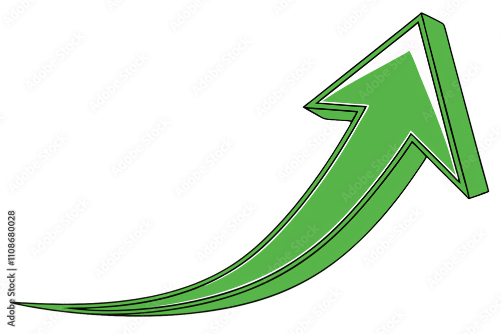 Poster a curved green arrow sweeps upward, emphasizing steady progress and positive outcomes, with a sleek 