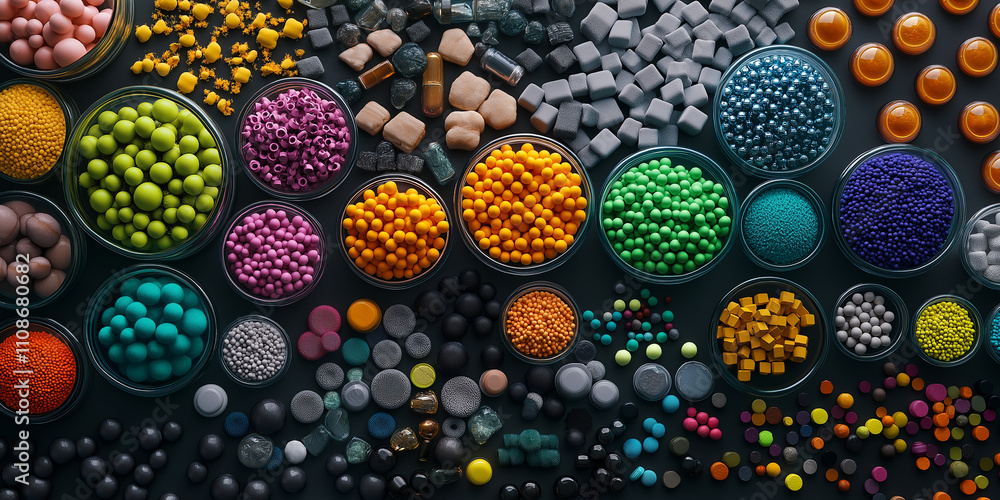 Aufkleber material science polymers properties concept. a detailed 3d diagram illustrating various types of po