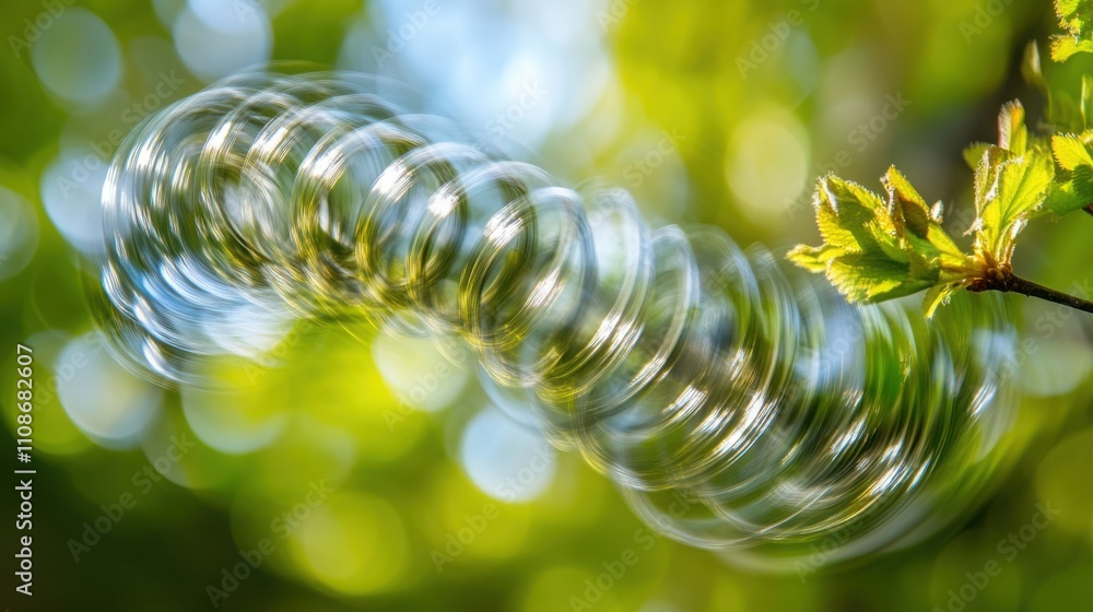 Poster a dynamic image of a spring in motion, stretching and recoiling