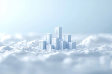 Naklejka premium Minimalist cityscape in snow, evoking tranquility and serenity