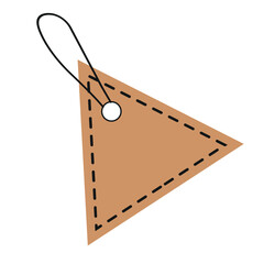 Vector brown triangle tag kraft design for sale price or gift card with a string on a white background