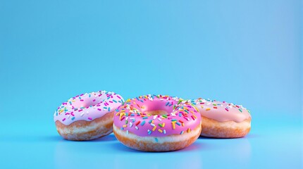Artistic depiction of donuts with different types of sprinkles and artistic patterns, delectable sweets, treat yourself, gourmet treats, scrumptious snacks, pastry delights