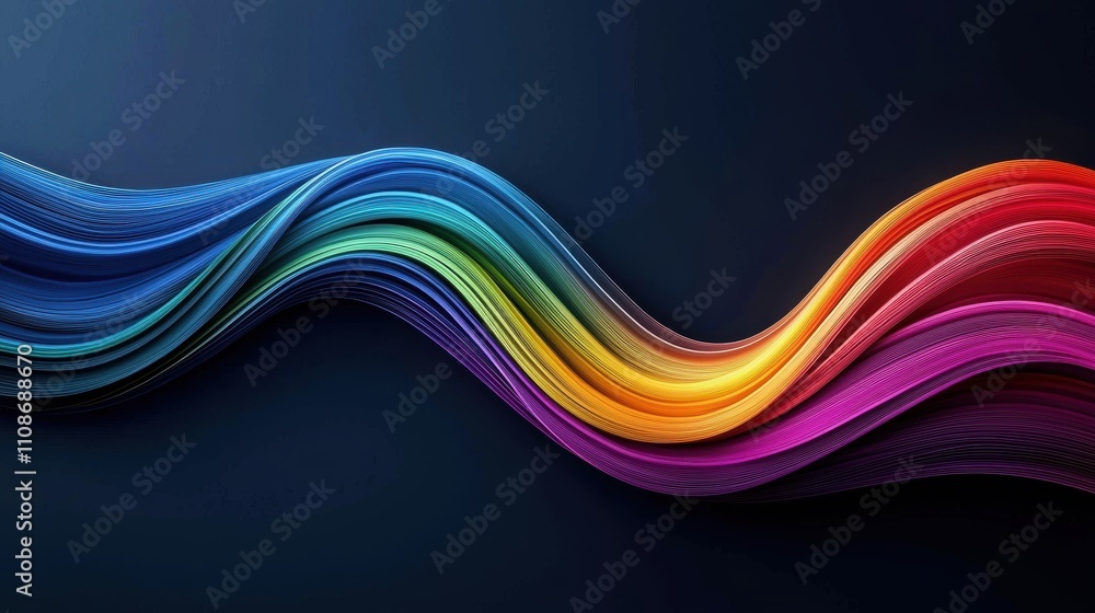 Aufkleber abstract colorful wave pattern with smooth gradient on dark background.