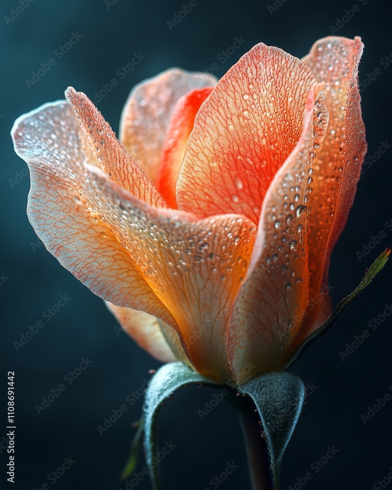 Poster macro of fibonacci-inspired rose bloom perfect for valentines day, fibonacci day, and earth day cele