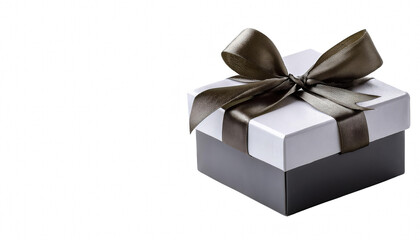 Obraz premium Elegant Gift Box with Black Ribbon Holiday Present Surprise Luxury Packaging