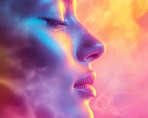 Obraz premium Ethereal Portrait with Colorful Aura for Aura Awareness Day, Christmas, and New Years Celebrations