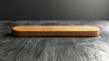 Rustic Wooden Oval Display Shelf on Dark Table Background