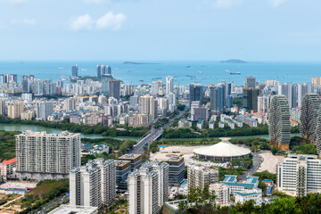 Naklejka premium The scenery of Sanya Bay in Sanya City, Hainan Province, China.