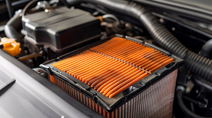 Car mechanic symptoms analysis part air filter: Engine maintenance isolated on a white background with clipping path.