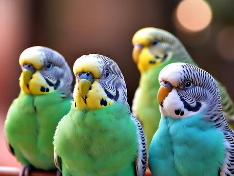 Colorful parakeets gathering backyard wildlife photography natural habitat close-up vibrant periquitos displaying friendship