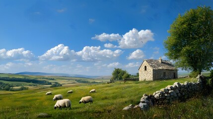 landscape with sheep