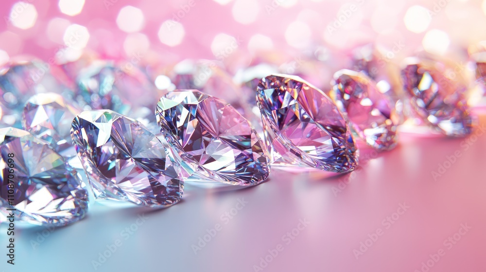 Poster a stunning array of sparkling diamonds glistens against a softly blurred pink background, creating a