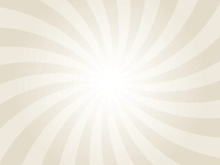 Pale brown background with white sun ray. Bone white pattern of starburst. Abstract texture with light of sunburst. Radial beam of sunlight. Retro background with flash. Design of sunbeams. Vector.