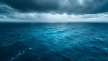 Endless Ocean Horizon: A Tranquil Seascape Under Bright Sunlight and Fluffy Clouds