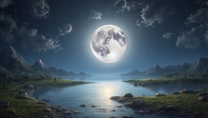 the moon over the lake