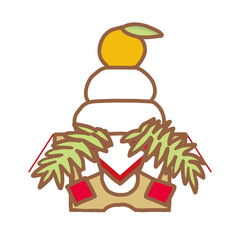 シンプルなペン画風鏡餅