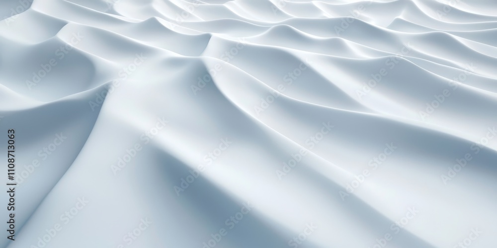 Poster a soft, flowing surface of white fabric ripples gently, creating a serene and elegant visual texture