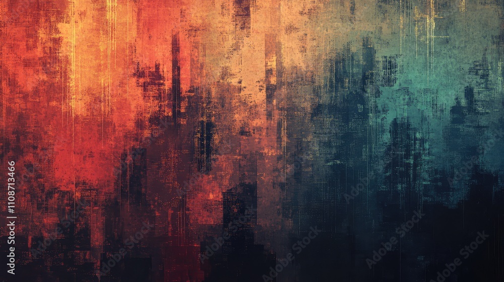 Poster a weathered pixel texture with faded, grungy colors and uneven pixel distribution, evoking the feel 