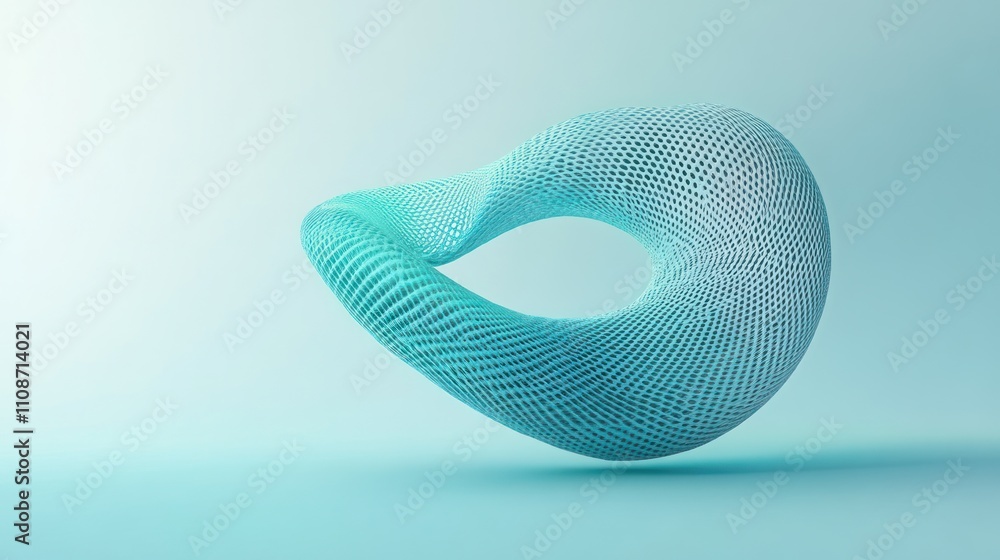 Poster Abstract Teal Mesh Torus Floating in Space