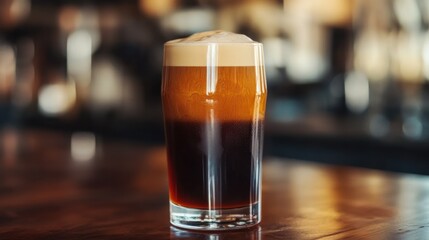 A Glass of Beer on a Bar Counter
