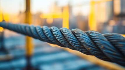 Twisted Steel Cable Close Up Industrial Texture