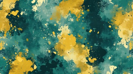 Fototapeta premium Abstract hand-drawn pixel pattern with haphazard brush strokes, giving an organic feel with splashes of muted yellow and teal