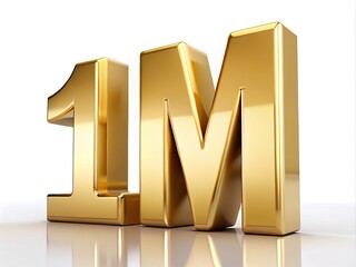 3D Golden 1 Million Digit, Luxury Number One Million, Gold Number 3D Render, Realistic 3D Model, Isolated Million,  High-Resolution 3D Image