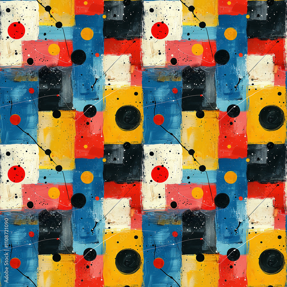 Poster vibrant abstract pattern showcasing harmonious colors and shapes in a seamless design