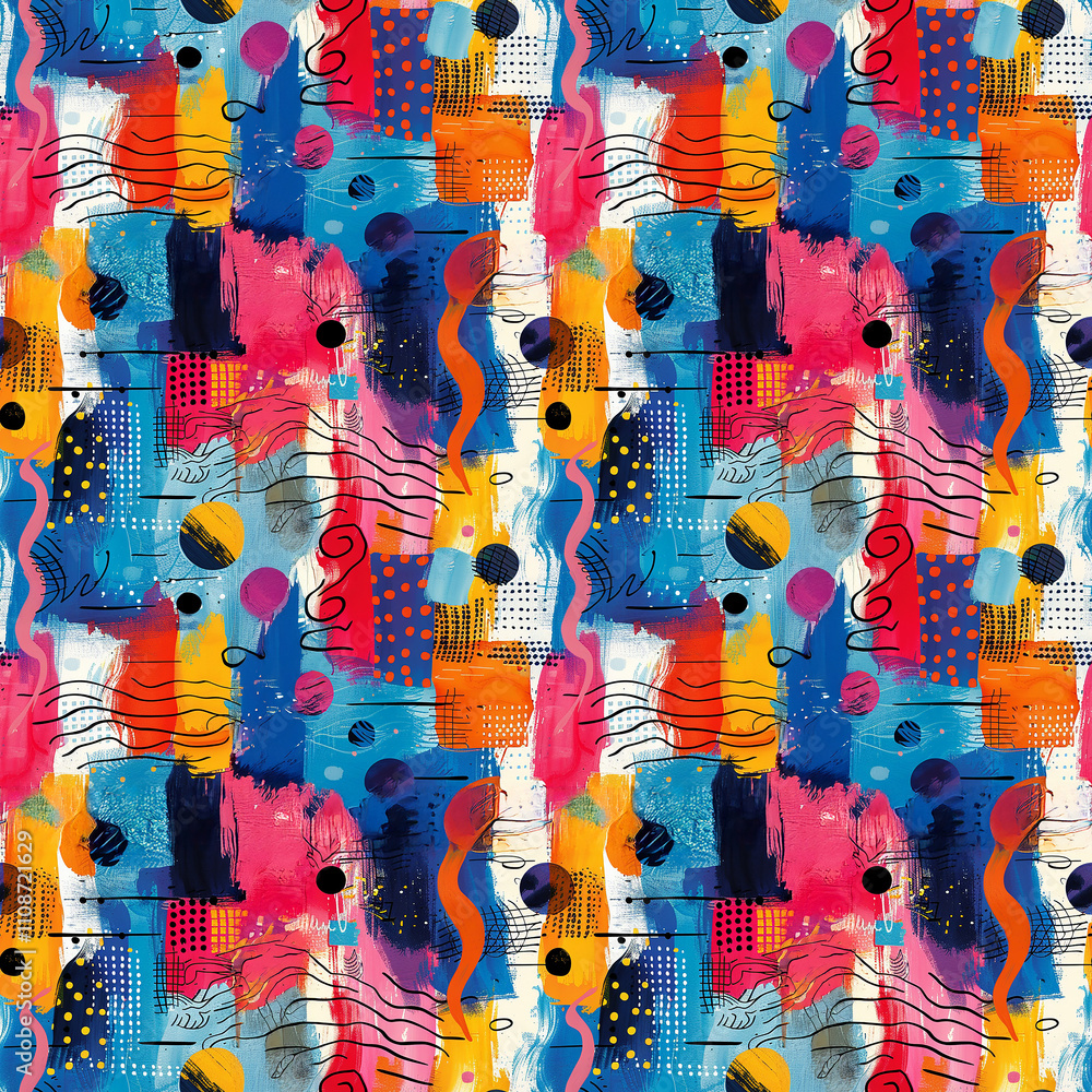 Poster vibrant abstract pattern filled with playful colors and dynamic shapes