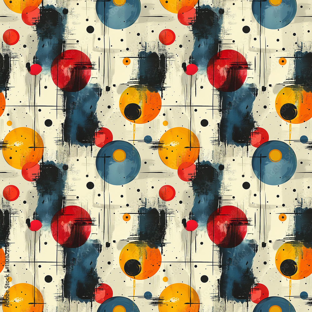 Poster vibrant seamless pattern featuring colorful circles on a soft background