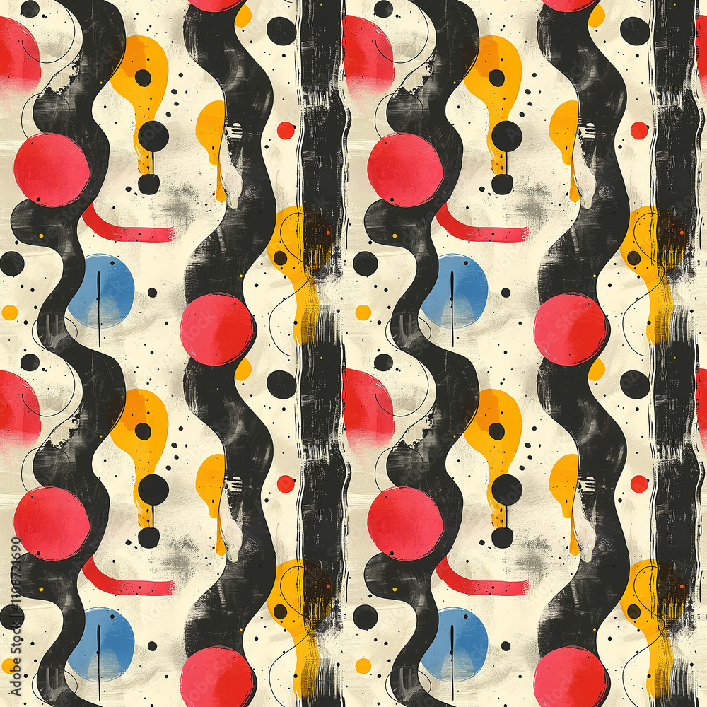 Poster bold and dynamic seamless pattern featuring abstract shapes and vibrant colors