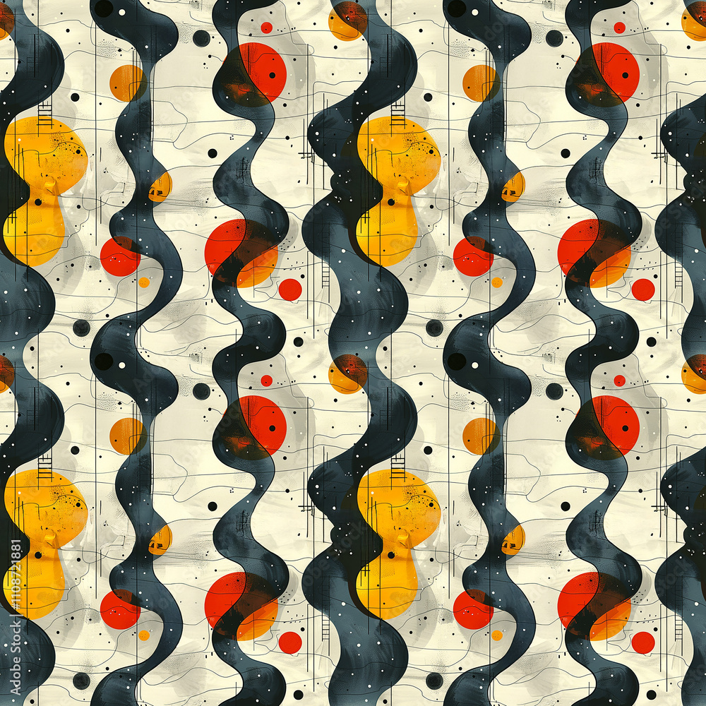 Poster vibrant abstract pattern with flowing shapes and contrasting colors on a seamless backdrop