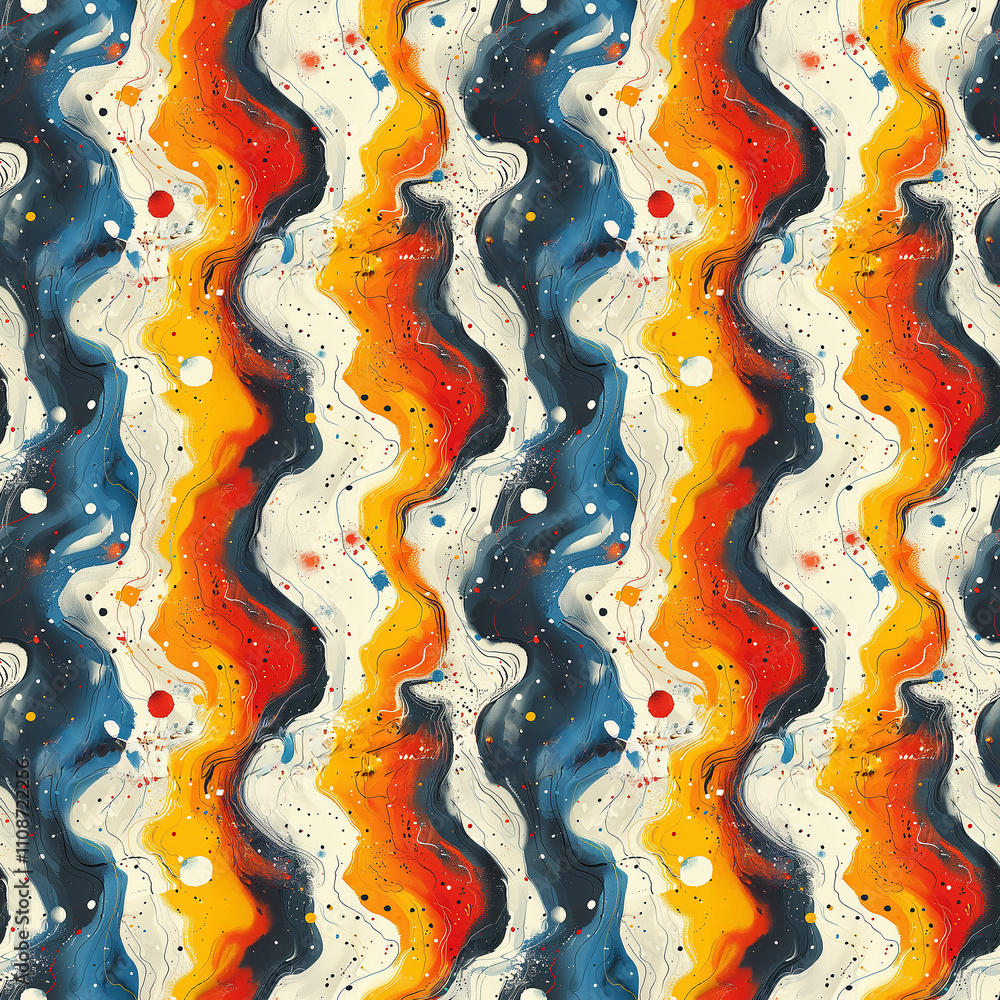 Poster vibrant abstract waves in bold colors create a seamless pattern of movement