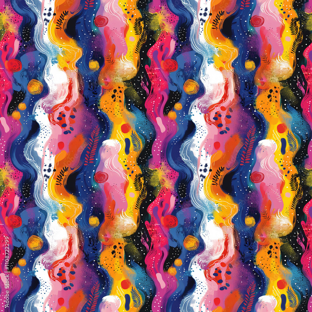 Poster vibrant abstract design with colorful swirls and patterns in an endless arrangement