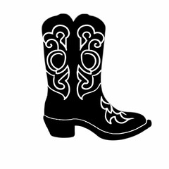 Silhouette Design of a Cowboy Boot with Western-Inspired Details in a Minimalist and Bold Style