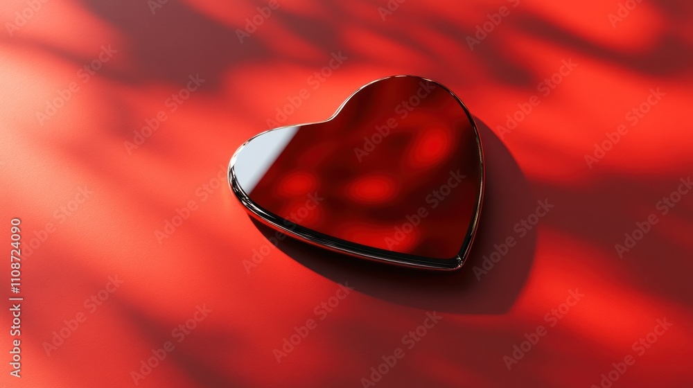 Poster red heart shaped object on red background