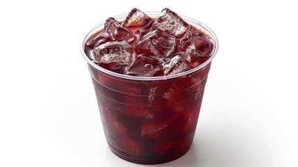 A cup of iced Americano with ice cubes, isolated on white