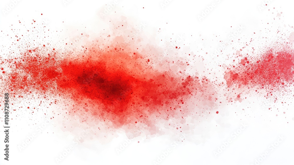 Poster an abstract design with a central cluster of pixel dots in bright, fiery red, gradually fading into 