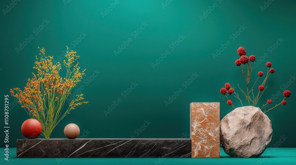 Poster a still life arrangement of objects where textures from different materials are emphasized through d