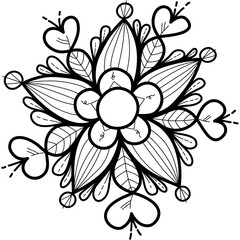 hand draw mandala pattern black lines vector