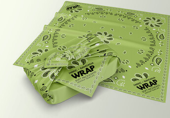 Fabric Bandana Wrap Packaging Flat cloth Right view Mockup