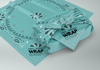 Fabric Bandana Wrap Packaging Close up Right view Mockup