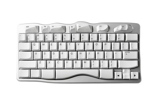 Compact keyboard designed for ergonomic use suitable for office and home environments