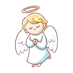 angel vector icon, christmas vector illustration - simple illustration of aangel, symbolizing holiday celebrations and festive spirit. christmas flat illustration.