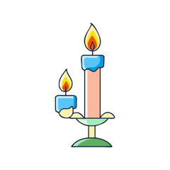 Fototapeta premium candle holder vector icon, christmas vector illustration - simple illustration of acandle holder, symbolizing holiday celebrations and festive spirit. christmas flat illustration.
