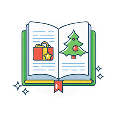 christmas carol book vector icon, christmas vector illustration - simple illustration of achristmas carol book, symbolizing holiday celebrations and festive spirit. christmas flat illustration.