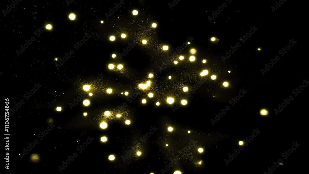Aufkleber golden particles are exploding and expanding on a black background. this concept represents energy, 