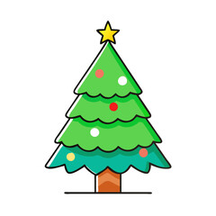 Obraz premium christmas tree vector icon, christmas vector illustration - simple illustration of achristmas tree, symbolizing holiday celebrations and festive spirit. christmas flat illustration.