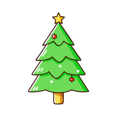 christmas tree vector icon, christmas vector illustration - simple illustration of achristmas tree, symbolizing holiday celebrations and festive spirit. christmas flat illustration.