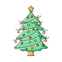 christmas tree with lights  icon, christmas tree with lights  vector, christmas tree with lights  illustration